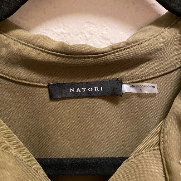 Natori Green Sanded Twill Long Sleeve Button Front Tunic Size S - Picture 4 of 8